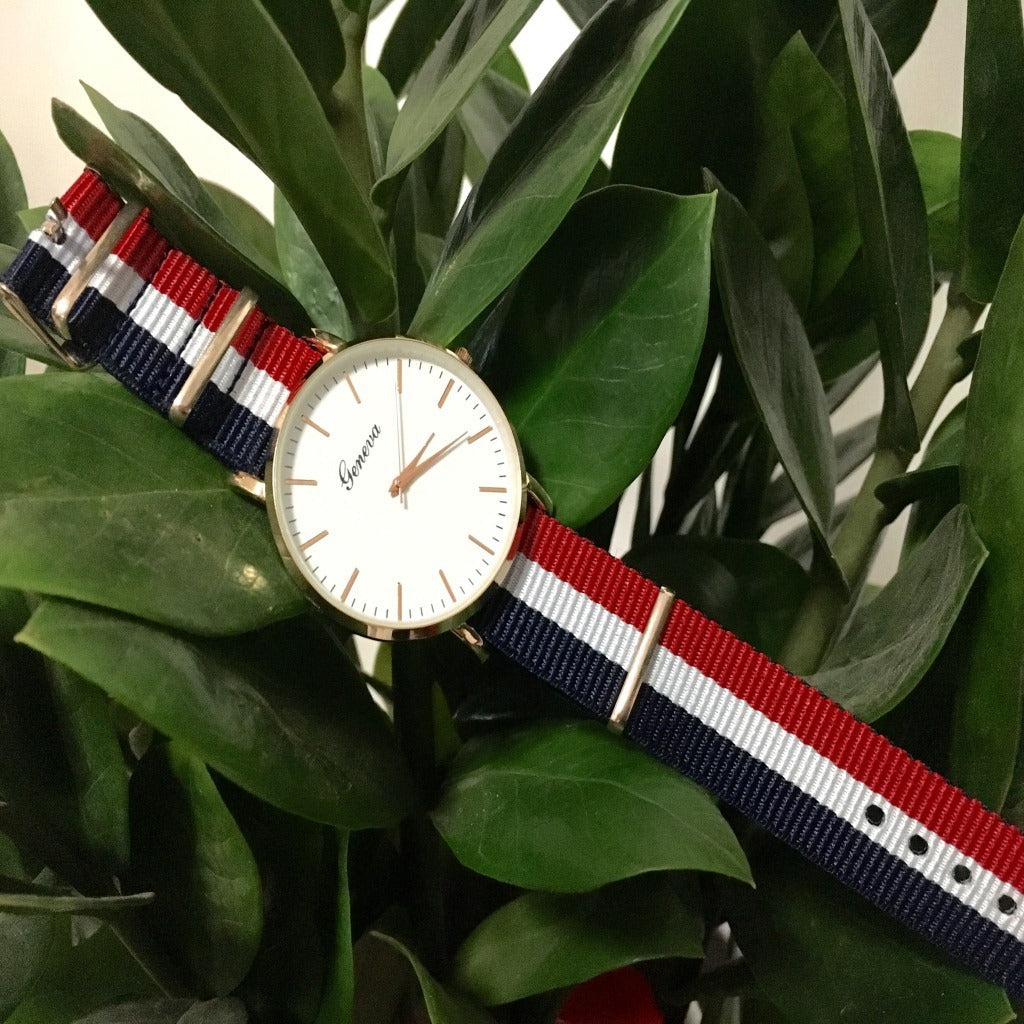 The explosion of Geneva foreign trade sports watch with nylon canvas belt watch male fashion factory direct sales business