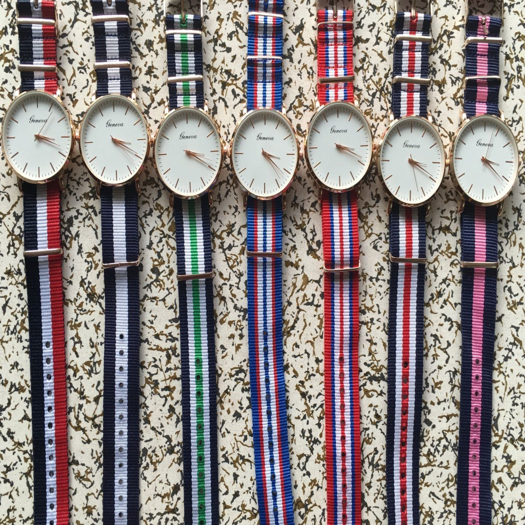 The explosion of Geneva foreign trade sports watch with nylon canvas belt watch male fashion factory direct sales business