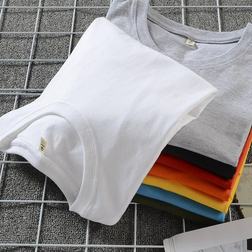 Solid Color Loose Half Sleeve Men's T-shirt
