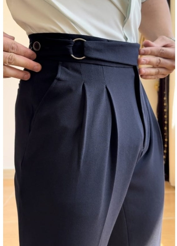 Italian Neapolitan Business Casual High Waisted Straight Leg Trousers