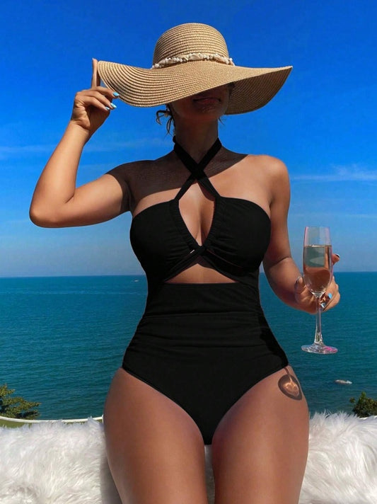 Women's Two-piece Casual Swimsuit P48 Black