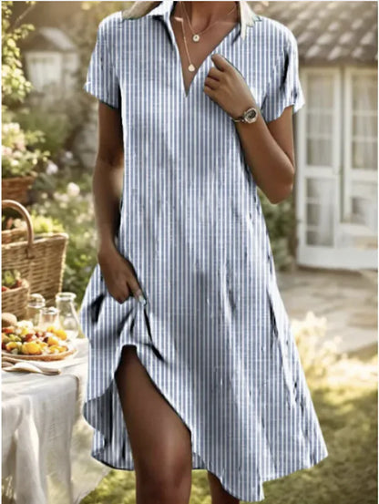 Bohemian Print Short-Sleeve Dress